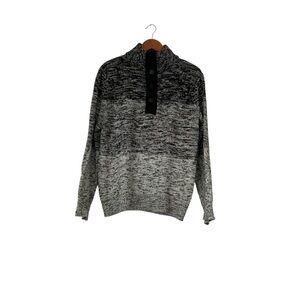 Express Mens 1/4 Zip Pullover Sz L Gray/Black Mock Neck Knit Preppy Y2K Everyday